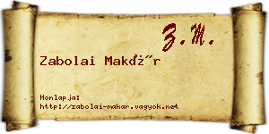 Zabolai Makár névjegykártya